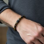 Bransoletka męska - Tygrysie oko i turmalin